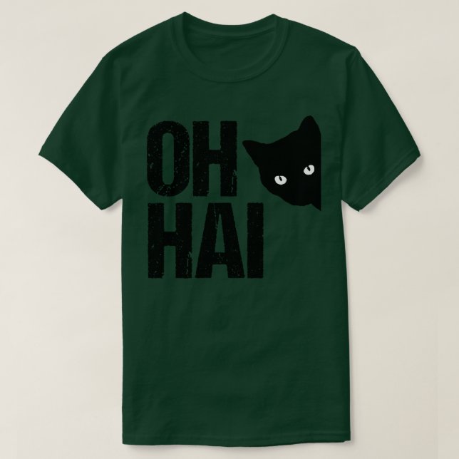 Camiseta Meme Gato Engraçado Oh Hai (Frente do Design)
