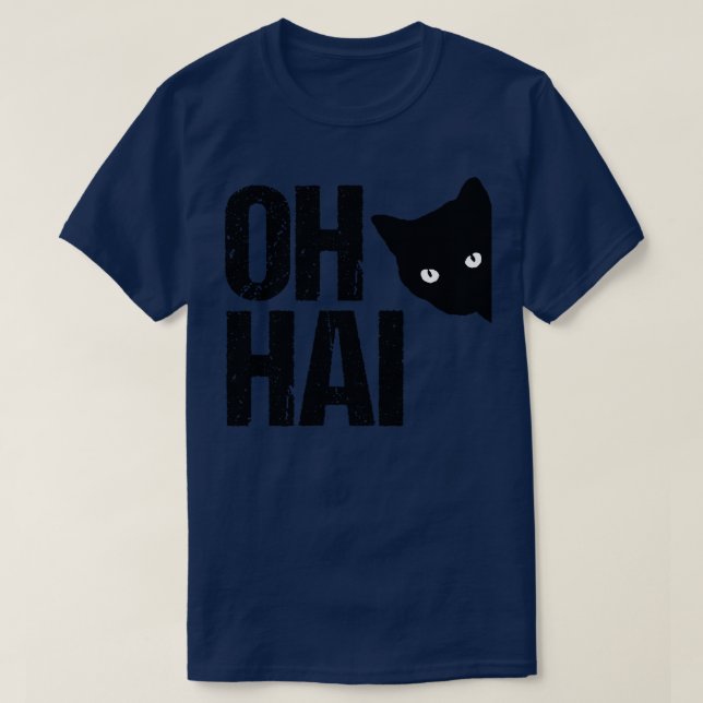 Camiseta Meme Gato Engraçado Oh Hai (Frente do Design)