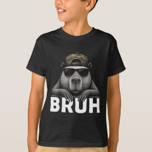 Camiseta Meme Gráfico Divertido Capivara Bruh Para Meninos 