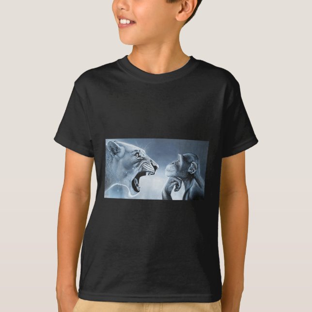 Camiseta Meme Isca de Ira, Macaco Leão, Meme Macaco e Leão (Frente)