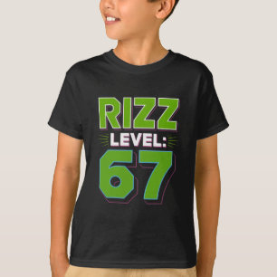 Camiseta Meme Nível Rizz 67 Tendência Juvenil Seis