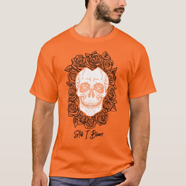 Camiseta Memento Mori! Caveira e Rosas, Desenho Mão (Frente)