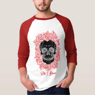 Camiseta Memento Mori! Caveira e Rosas, Desenho Mão