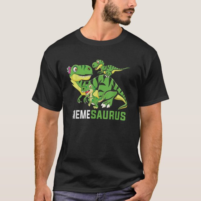 Camiseta MEMEsaurus MEME Cute Saurus Dinossaur Matching Fam (Frente)