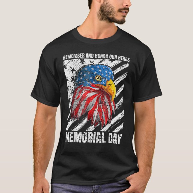 Camiseta Memória Americana E Honra Nosso Memorial Heros (Frente)