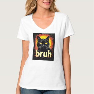 Camiseta Memória Bruh de Gato Negro - Gato Engraçado