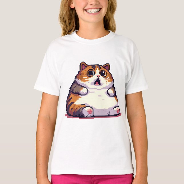 Camiseta Memória chocada de gato gordo (Frente)