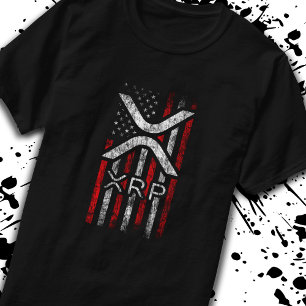 Camiseta Memória Crypto American Flag XRP Cryptocurrency