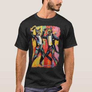 Camiseta Memória De Dança De Gato Engraçado De pop Art