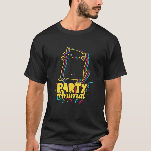 Camiseta Memória de Gato Dançante de Disco Animal do Partid (Frente)