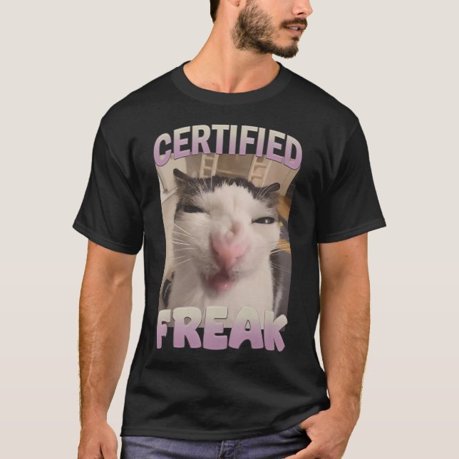 Camiseta Memória de Gato Freak Certificado Meme Offensive M (Frente)