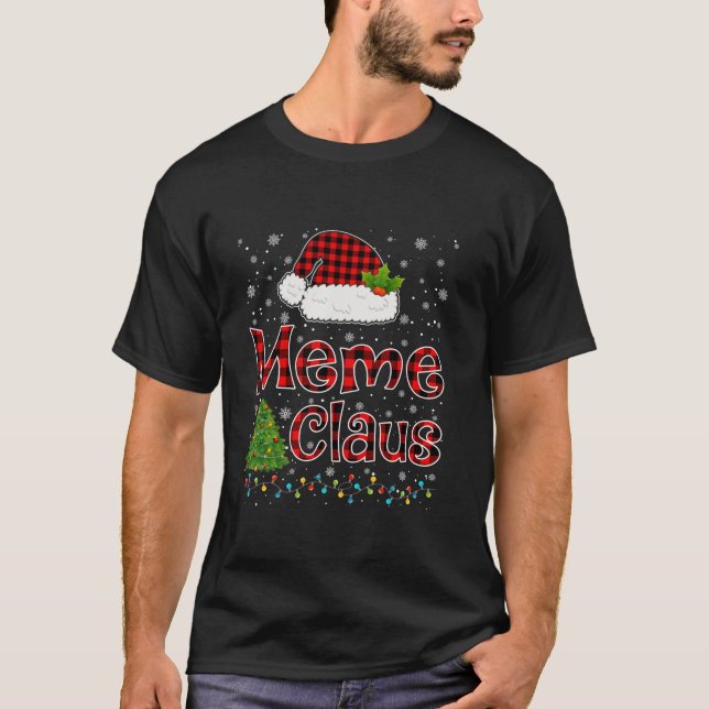 Camiseta Memória Engraçada Claus Natal Luzes Xmas Pajama Fa (Frente)