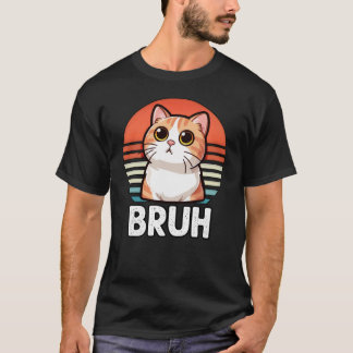 Camiseta Memória Engraçada Dizendo Bruh Com Cat Retro Vinta