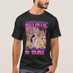 Camiseta Memória Gato Autista E Gay Engraçada Gráfico Pr