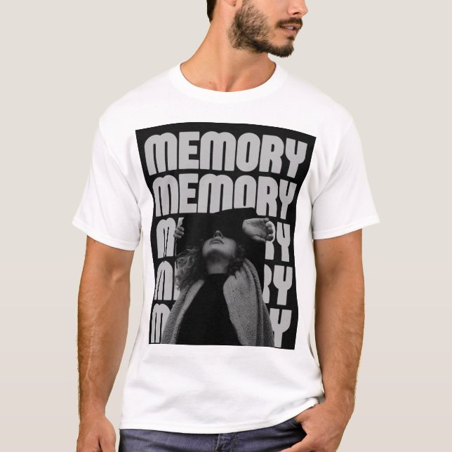 CAMISETA MEMÓRIA. T-SHIRT COM IMPRESSÃO DE TEXTO (Frente)