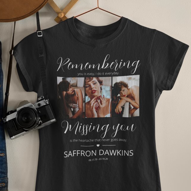 Camiseta Memorial 3 Foto Tributo T-Shirt (Criador carregado)