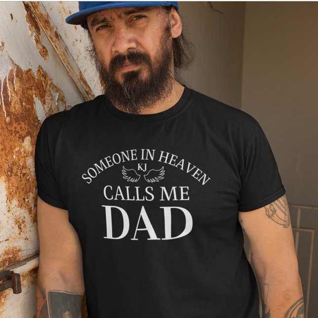 Camiseta Memorial Alguém No Céu Me Chama T-Shirt Pai (Memorial Someone In Heaven Calls Me Dad T-Shirt
)
