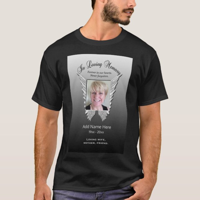 Camiseta Memorial | Angel Wings Foto prata (Frente)