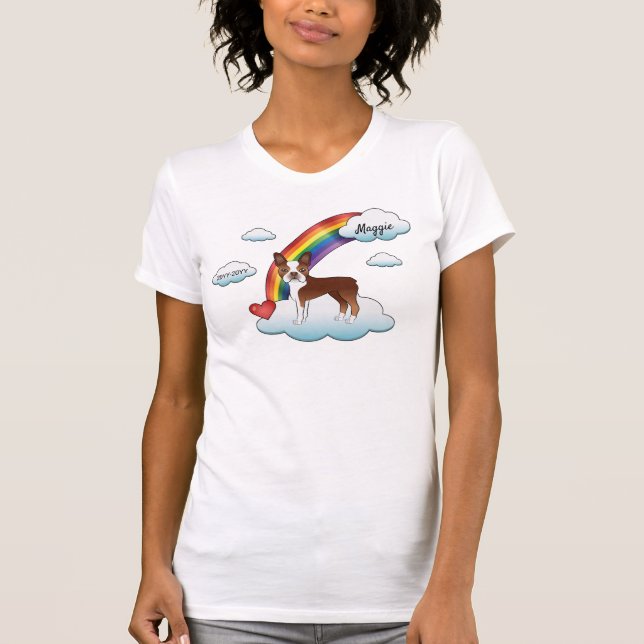 Camiseta Memorial Arco-íris do Boston Terrier Vermelho e Br (Frente)