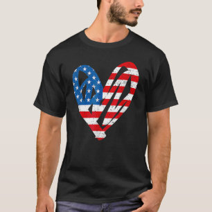 Camiseta Memorial Day & 4 de julho Partiotic Heart Mens & W