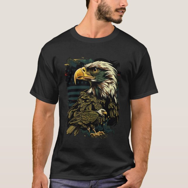 Camiseta Memorial Day Camo Eagle American Flag 4th of J (Frente)