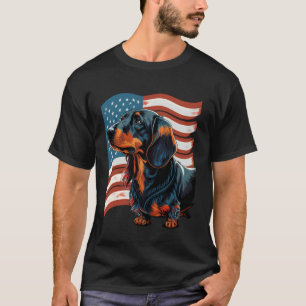 Camiseta Memorial Day Dachshund EUA Flag 4th Ju