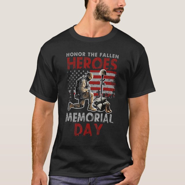 Camiseta Memorial Day - Honor The Fallen Heroes - US Vetera (Frente)