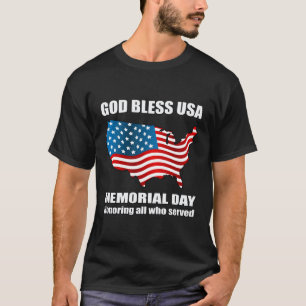 Camiseta Memorial Day Men, deus abençoe dos EUA