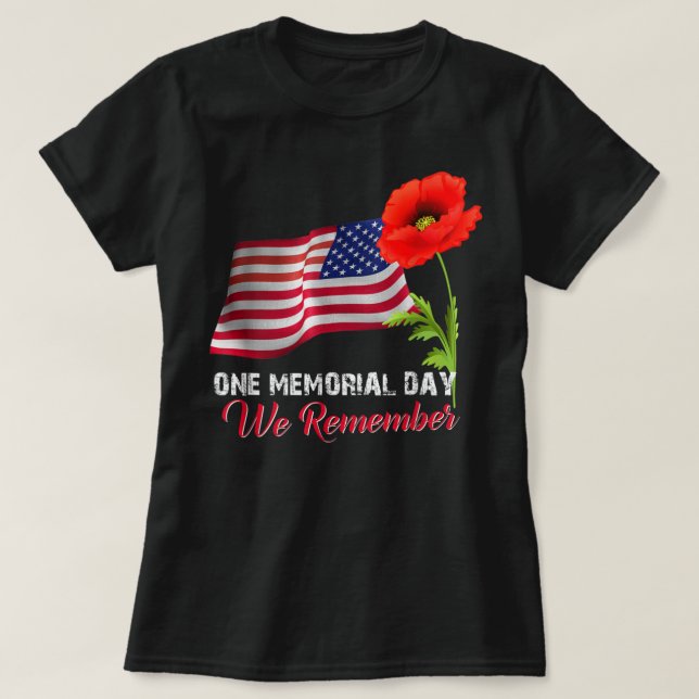 Camiseta Memorial Day Red Poppy Patriotic Military Veteran  (Frente do Design)