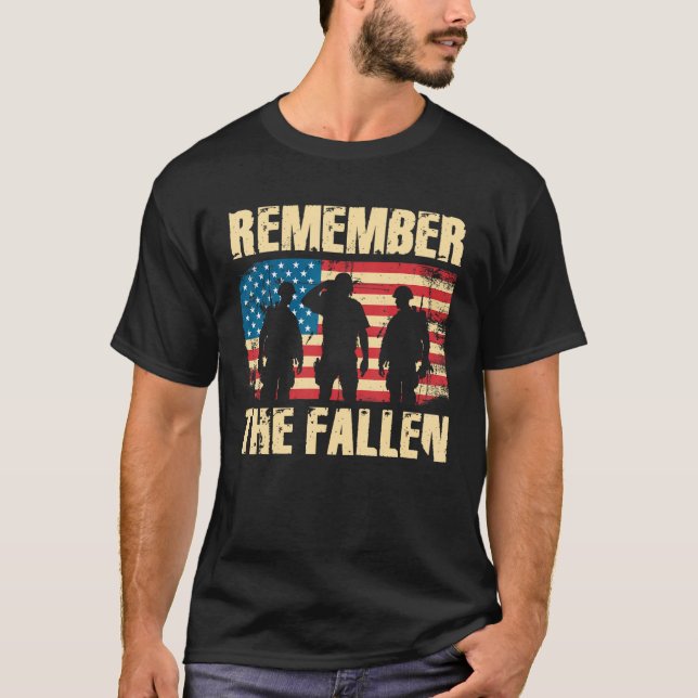 Camiseta Memorial Day Remember The Fallen Veteran Military  (Frente)