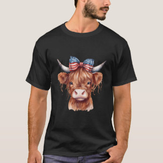 Camiseta Memorial Day Veterans Day 4Th Of July Highland Cow