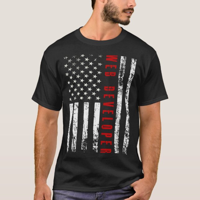 Camiseta Memorial Day web developer usa flag (Frente)