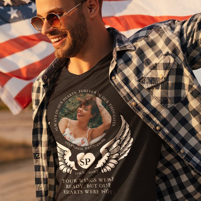 Camiseta Memorial de Foto e Anjo Wings (Criador carregado)