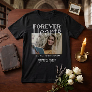 Camiseta Memorial de Fotografias Douradas Funerais Pretas P