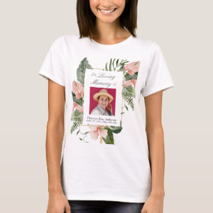 Camiseta Memorial Floral Tropical Rosa Em Memória Carinhosa