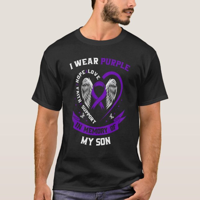 Camiseta Memorial  Loss of Son Epilepsy Awareness Purple Mo (Frente)