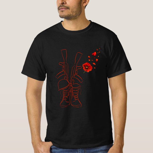 Camiseta Memorial Militar Red Poppy Veteran (Frente)