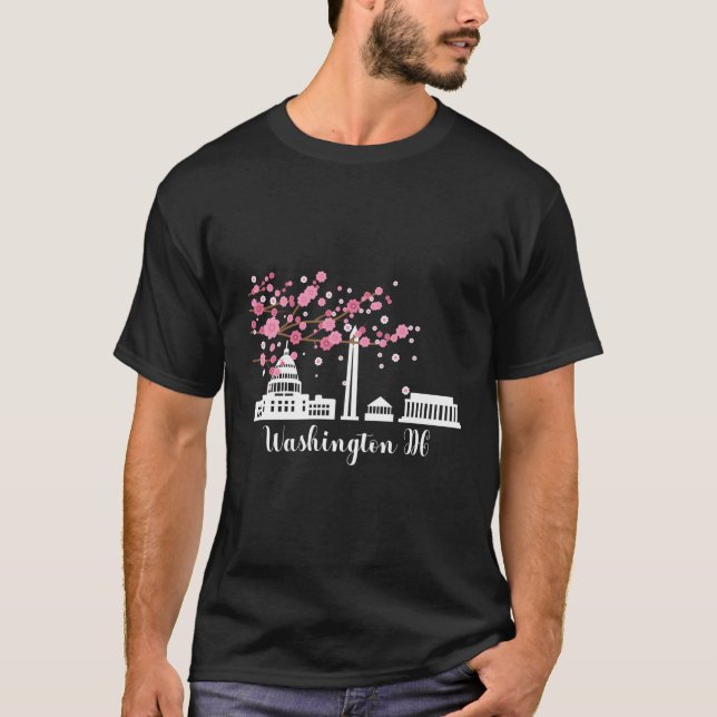 Camiseta Memorial Monument Fo Do Washington Dc Cherry Bloss (Frente)
