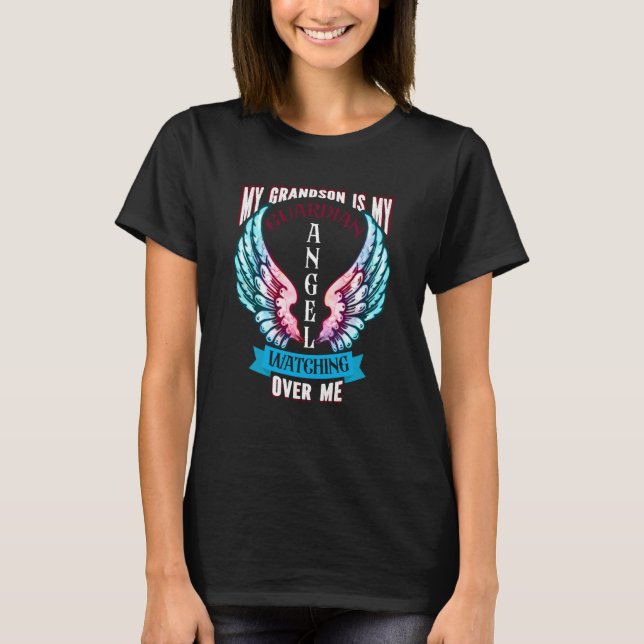 Camiseta Memorial My Grandson Is My Guardian Angel Watching (Frente)