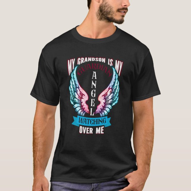 Camiseta Memorial My Grandson Is My Guardian Angel Watching (Frente)