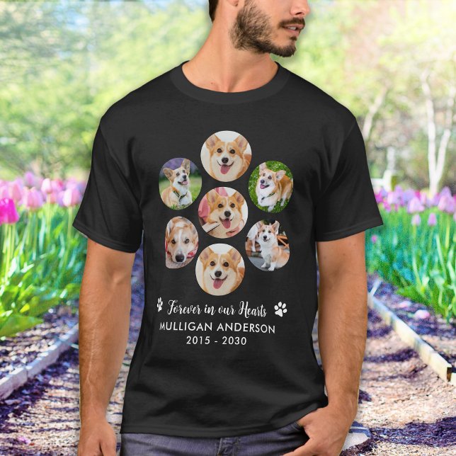 Camiseta Memorial Pet Dog Personalizado 7 Colagem Fotográfi (Criador carregado)