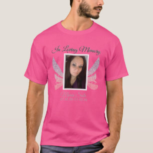 Camiseta Memorial Sparkle Burial Glitter Wing Pink