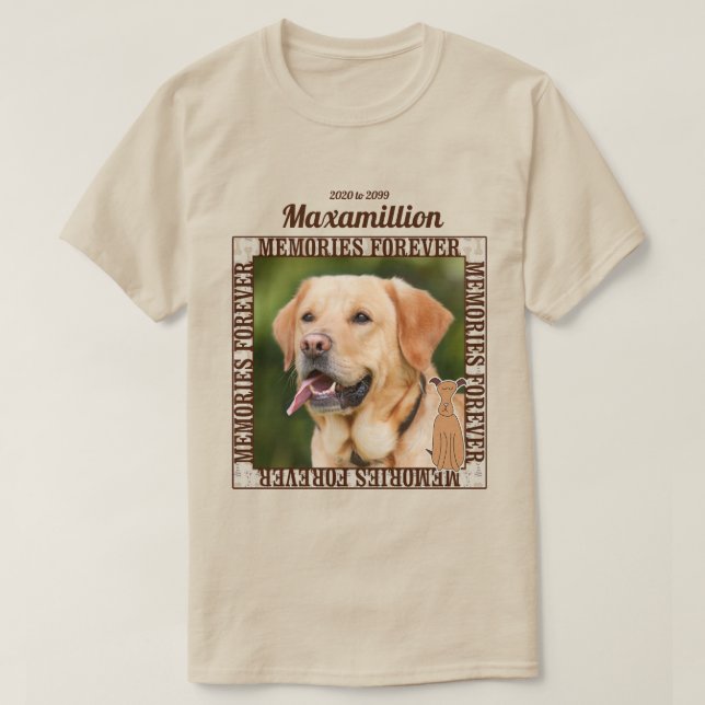Camiseta Memorialize seu nome e foto personalizados do cão (Frente do Design)