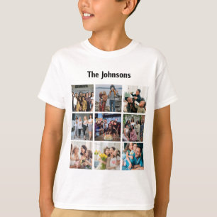 Camiseta Memórias da Família 9 Grade de Fotos Colagem Perso