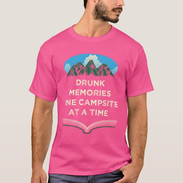 Camiseta Memórias de Bêbado Camping Amante de Cerveja Acamp (Frente)