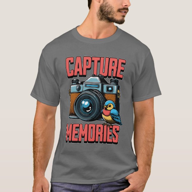 Camiseta Memórias de captura de fotografia de pássaros Gif  (Frente)