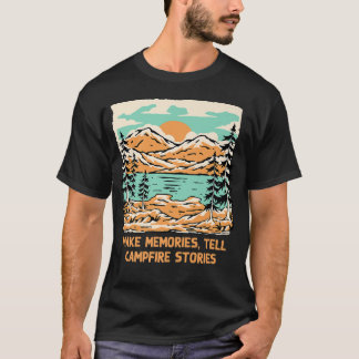 Camiseta Memórias Dizem Histórias de Campfire Acampando Ami
