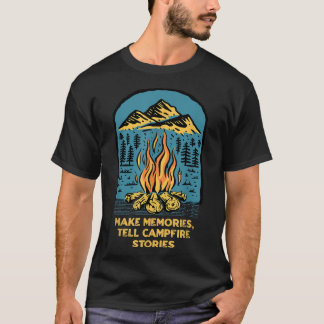 Camiseta Memórias Dizem Histórias de Campfire Acampando Ami