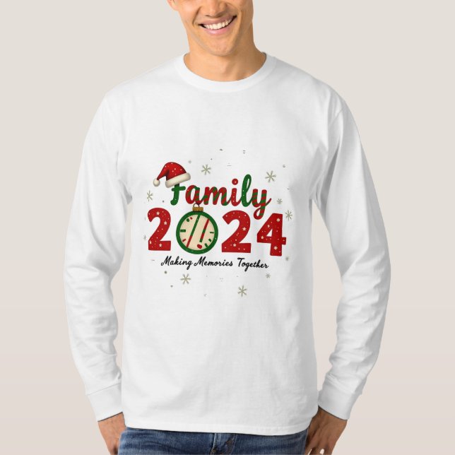 Camiseta Memórias do Fazer do Natal da Família 2024 Juntas (Frente)