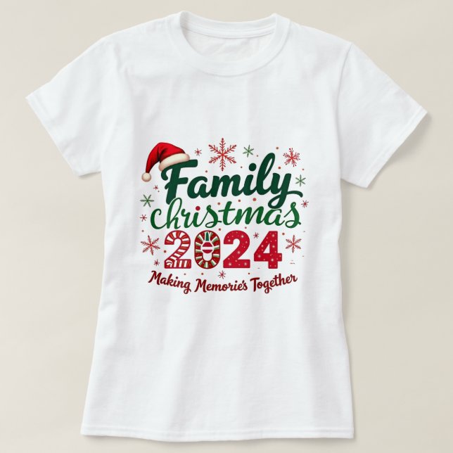 Camiseta Memórias do Fazer do Natal da Família 2024 Juntas (Frente do Design)